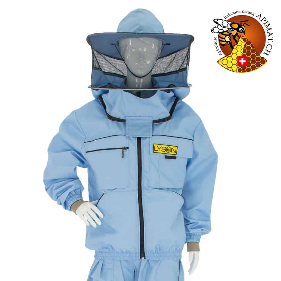 Veste d’apiculture BLEU à voile rond avec fermeture éclair – Color Line – Taille S,M,L,XL,XXL et XXXL